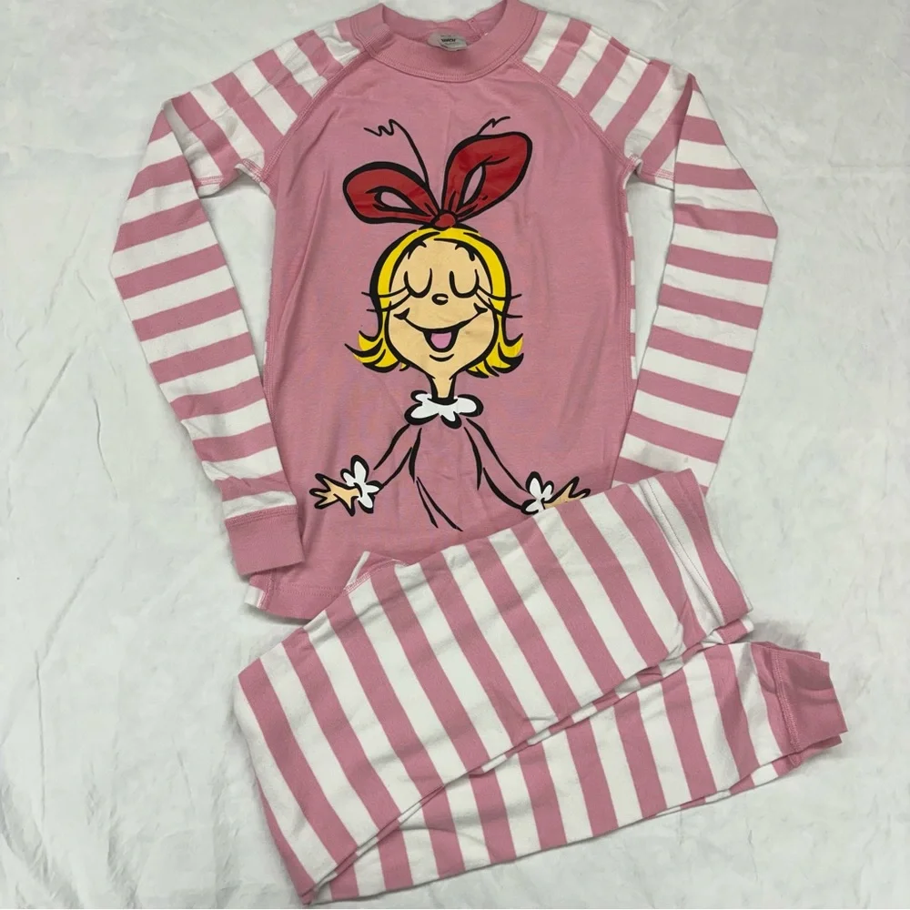 Hanna Andersson The Grinch‎ Cindy Lou Who Organic Long Johns Pajamas Size 10